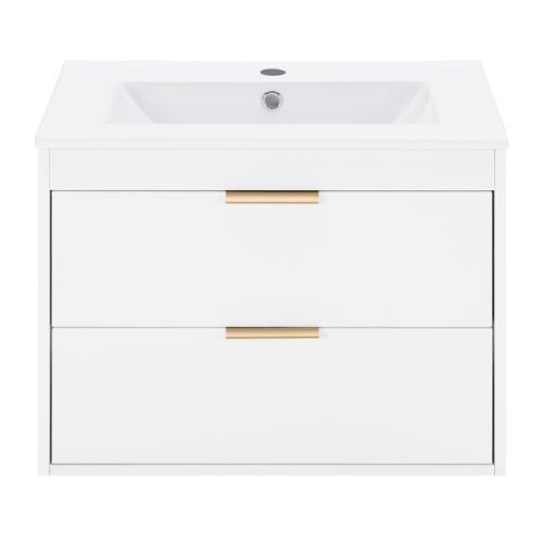 24 Inches Floating Wall-Hung Bathroom Vanity With White Ceramic Sink And Drawer Storage - No Mirror, No Faucet