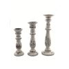 Royal Hampton Distressed Mango Wood Pillar Shaped Candle holder, Set of 3, White