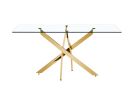 TEMPERED CLEAR GLASS GOLDEN LEG DINNING TABLE 63"