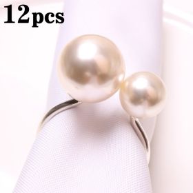 24pcs Elegant Pearls Napkin Rings Metal Napkin Holders U-Shaped Napkin Buckle Wedding Gifts Party Christmas Festival Table Decor (Ships From: CN)