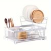 1pc Kitchen Countertop Kitchenware Chopsticks Plate Organizer Multi-functional Double Drainage Bowl Rack