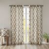 Fretwork Print Grommet Top Window Curtain Panel(Only 1 Pc Panel)