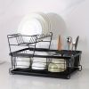 1pc Kitchen Countertop Kitchenware Chopsticks Plate Organizer Multi-functional Double Drainage Bowl Rack