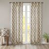 Fretwork Print Grommet Top Window Curtain Panel(Only 1 Pc Panel)