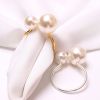 2023 Elegant Pearls Napkin Rings Metal Napkin Holders U-Shaped Napkin Buckle Wedding Gifts Party Christmas Festival Table Decor